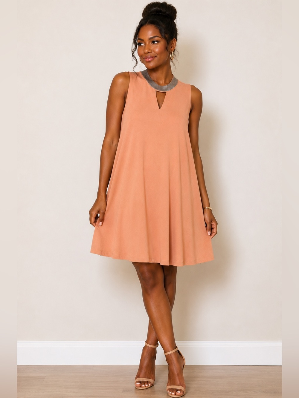 Gracia Sleeveless Peach A-Line Dress EUC